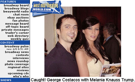 Press Clip: WestEndTheatreWorld.com : Caught! George Costacos with Melania Knauss Trump.